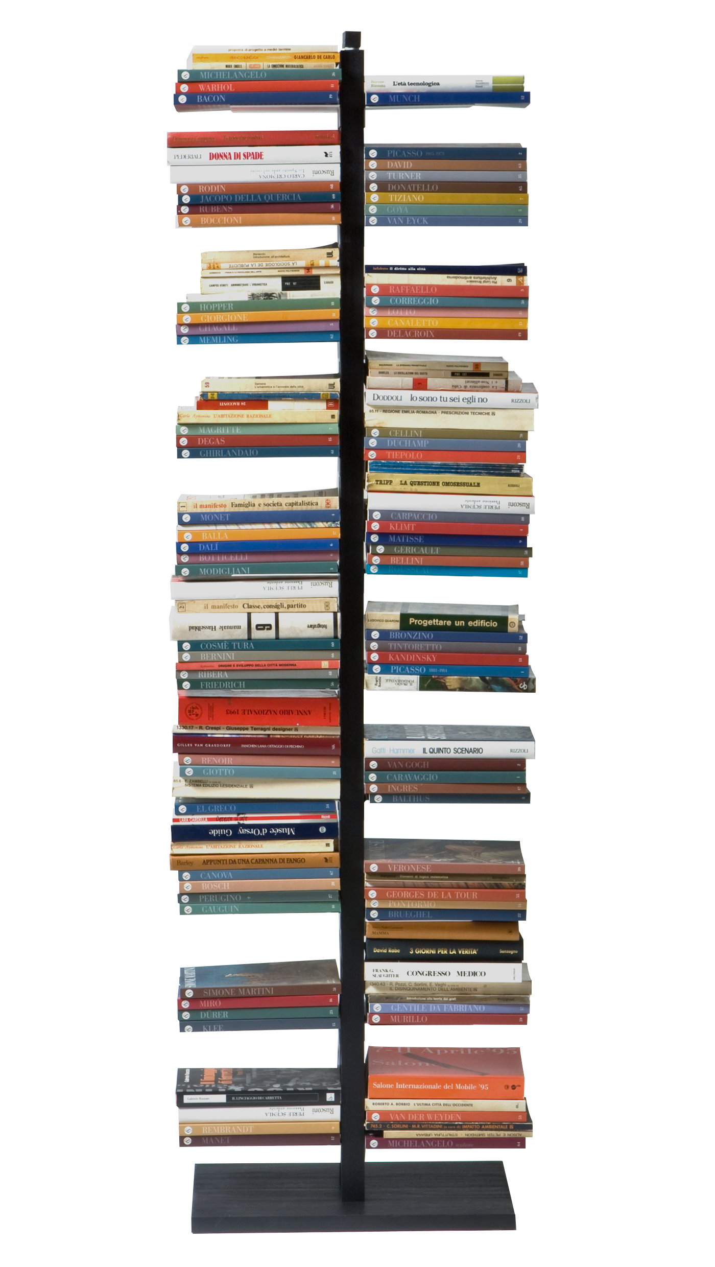 Libreria in legno a colonna zia Bice colore nero moderno italian design Milano