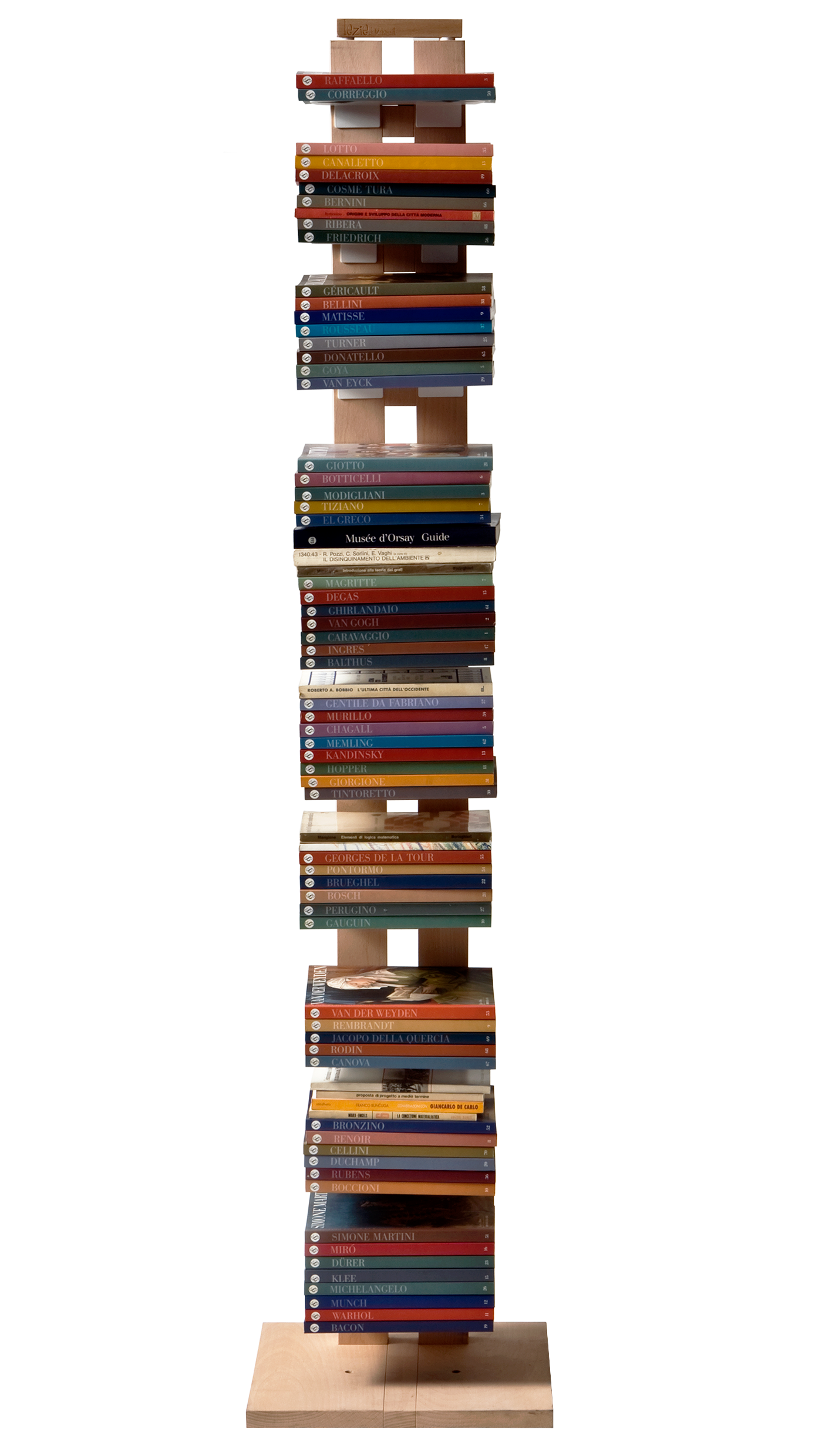 Mobile in legno libreria a colonna con basamento zia Ortensia h150 moderno design italiano Milano