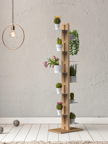 Porta fiori fioriera in legno zia Flora a colonna moderno design italiano faggio naturale soggiorno