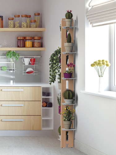Porta vasi fioriera verticale in legno zia Flora da terra fissato a parete moderno design cucina